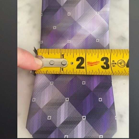 Pierre Cardin Purple Plum Bespoke Geometric Tie - Picture 9 of 14